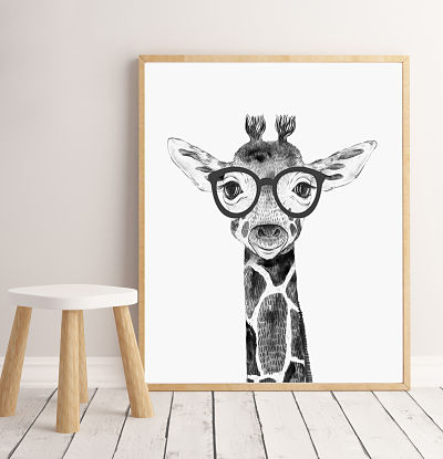 Art Print Hipster Giraffe Large Size